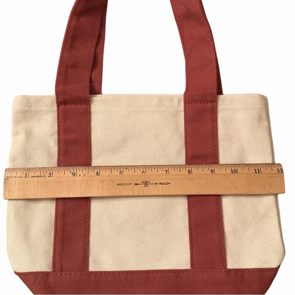 Macy’s Canvas Mini Tote Bag | The Beauty of Macy’s | Red & Natural - Picture 3 of 4